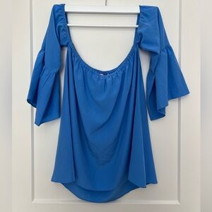 Lilly Pulitzer Blue Off-the-Shoulder Bell Sleeve Blouse